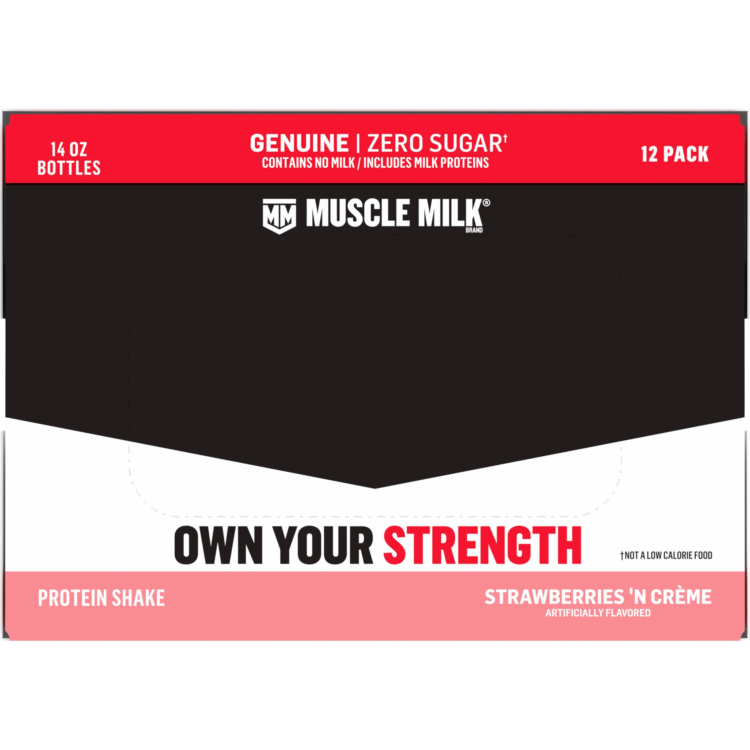 Muscle Milk, Zero Sugar, Genuine, Strawberries 'N Creme Artificially Flavored, Protein Shake thumbnail