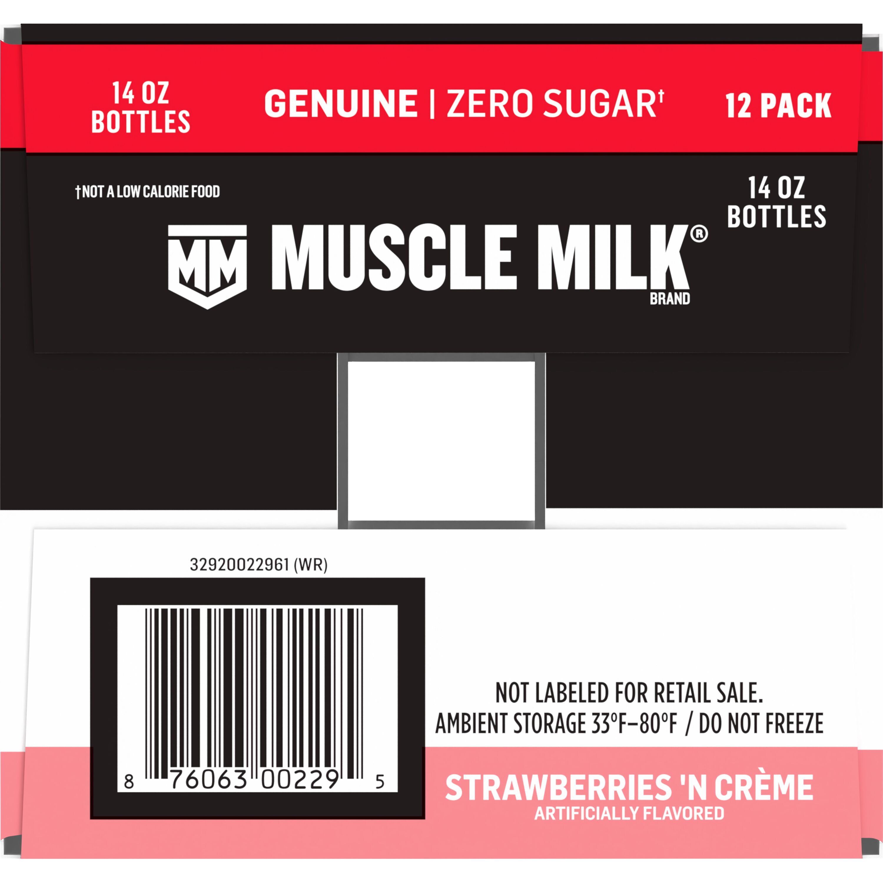 Muscle Milk, Zero Sugar, Genuine, Strawberries 'N Creme Artificially Flavored, Protein Shake thumbnail