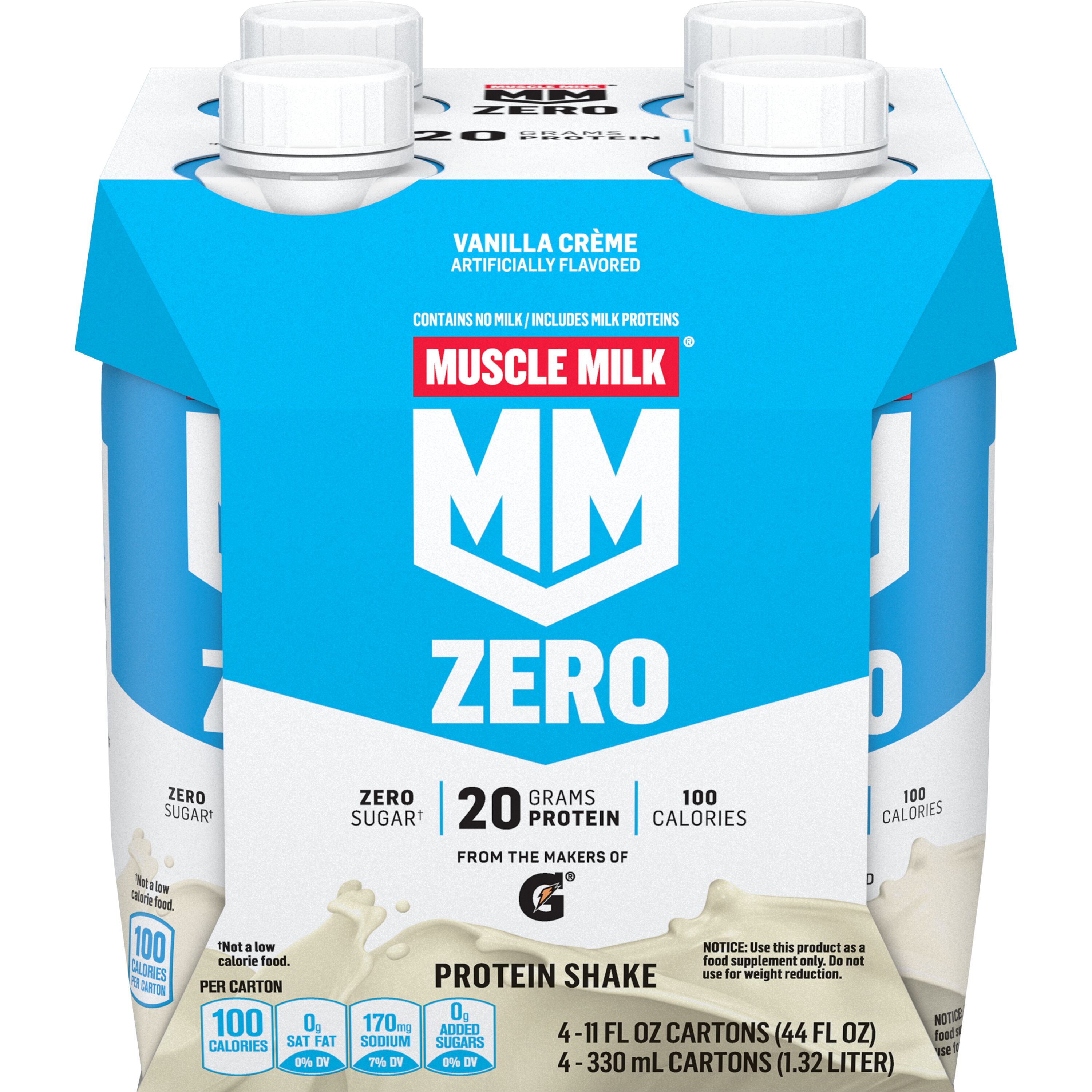 Muscle Milk, Zero, Vanilla Creme Artificially Flavored, Protein Shake