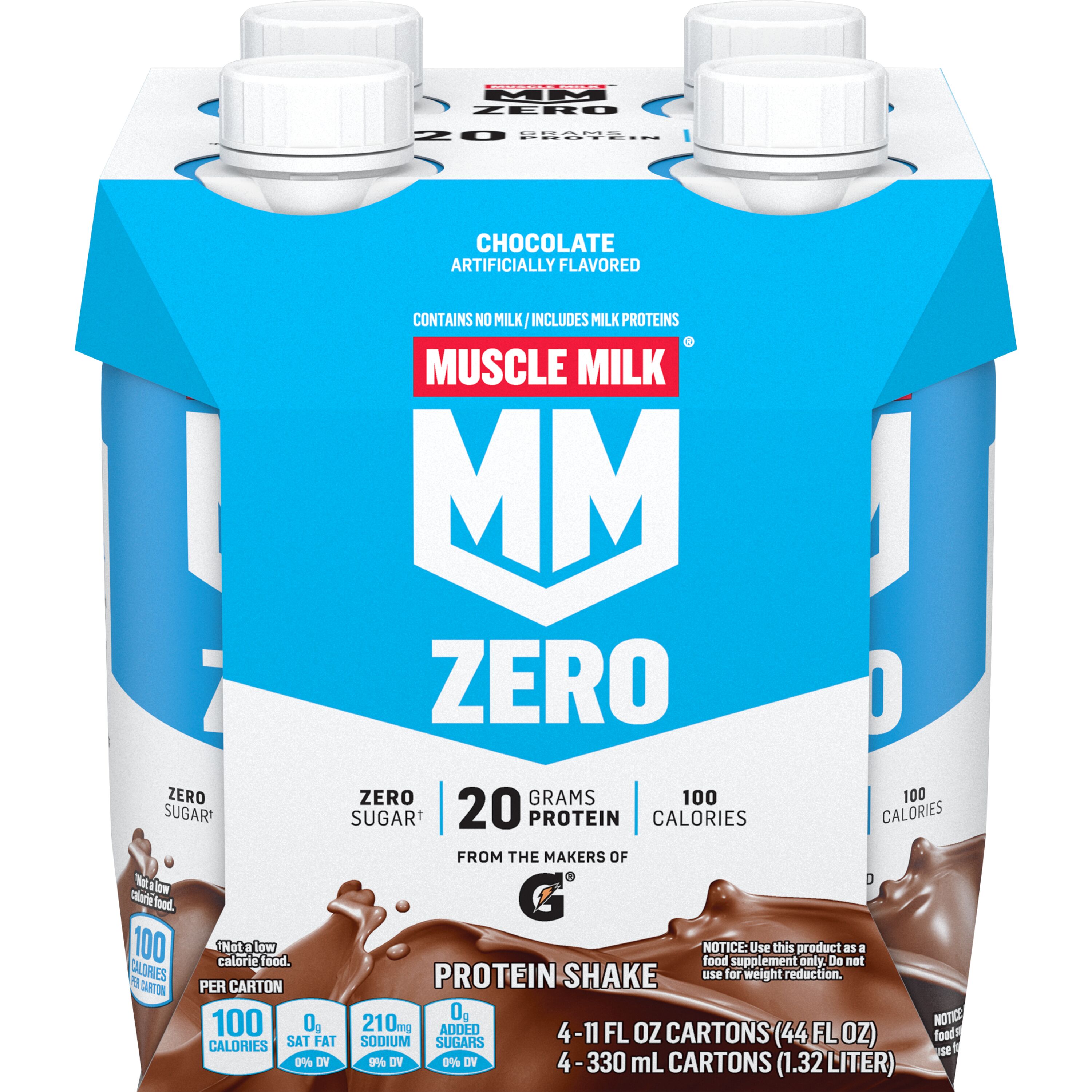 Muscle Milk, Zero, Chocolate Artificially Flavored, Protein Shake