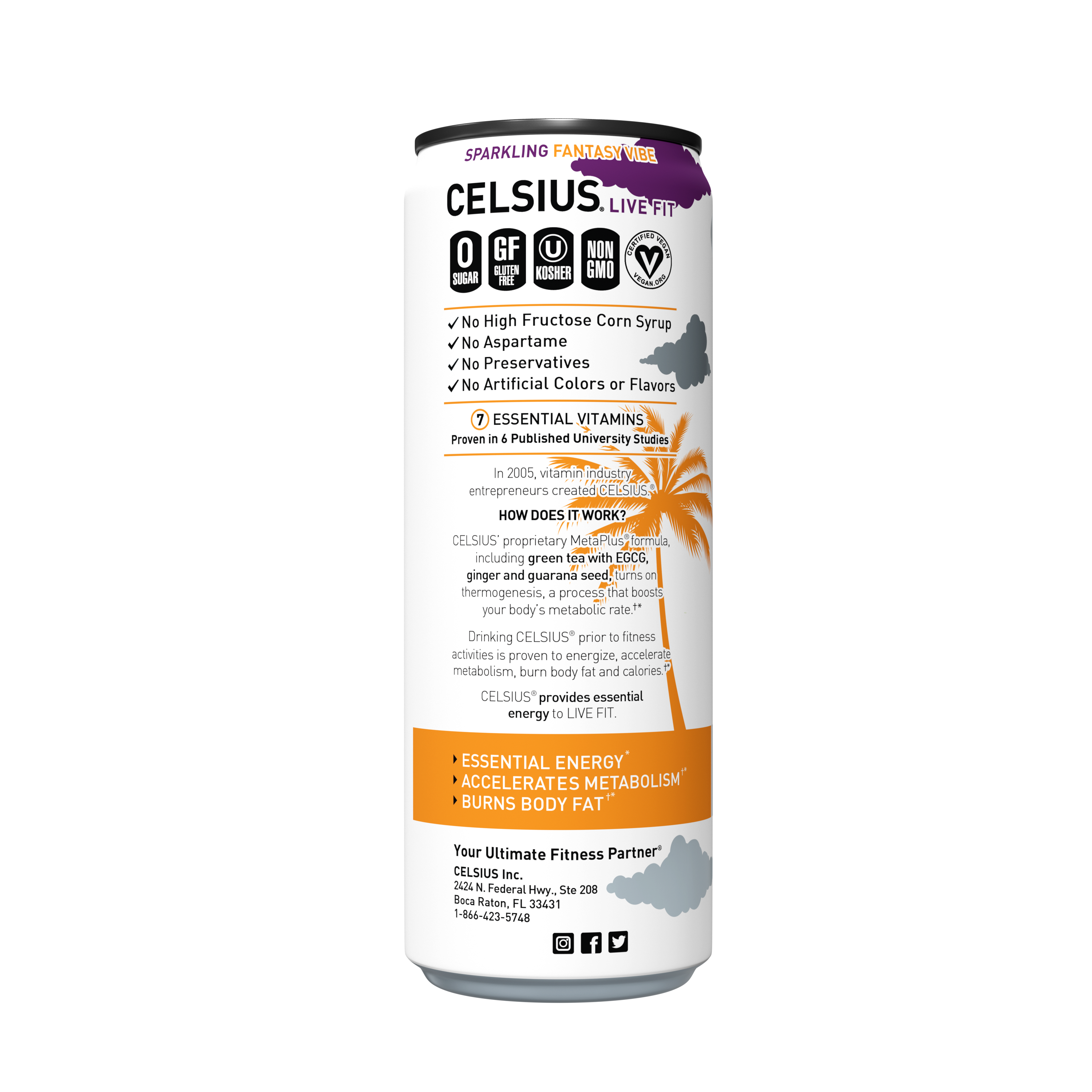 Celsius, Live Fit, Fantasy Vibe, Sparkling Mandarin Marshmallow Edition, Energy Drink thumbnail