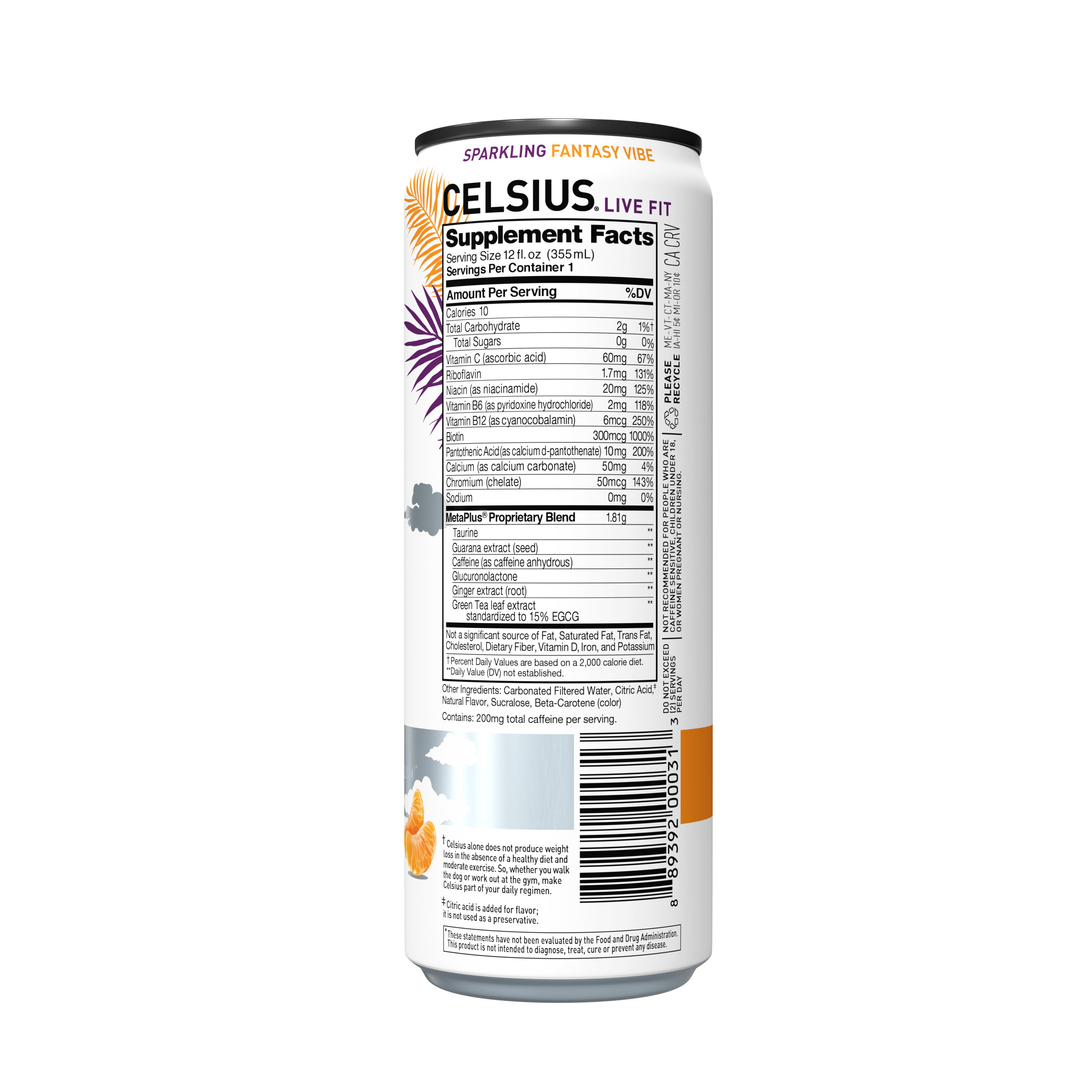 Celsius, Live Fit, Fantasy Vibe, Sparkling Mandarin Marshmallow Edition, Energy Drink thumbnail