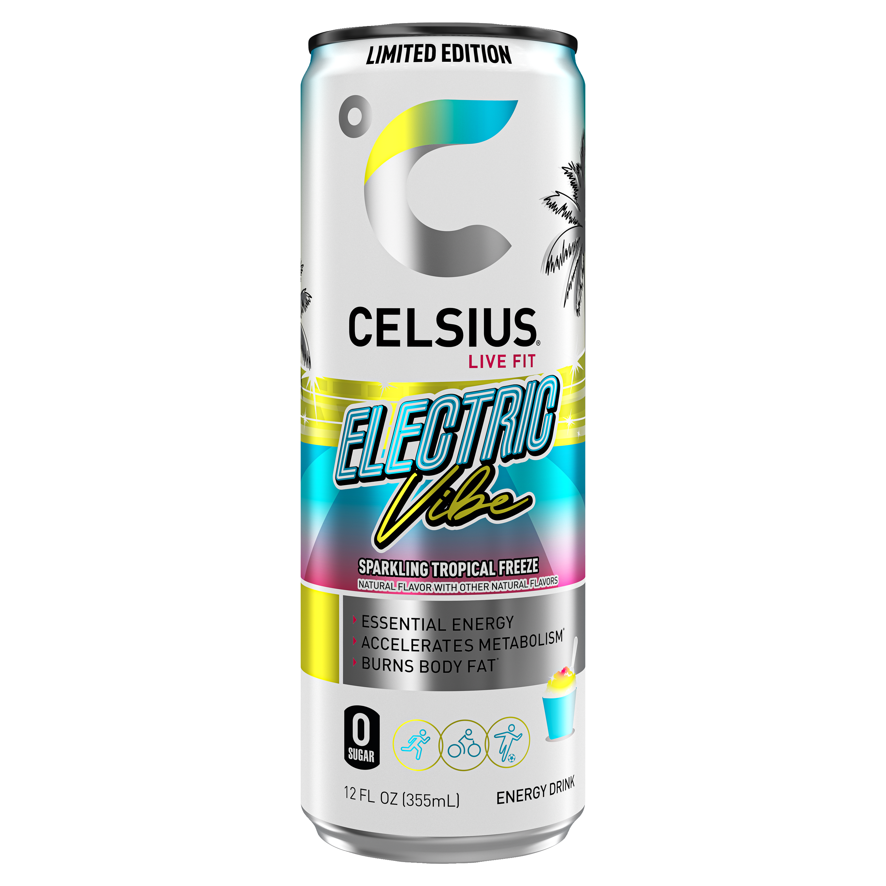 Celsius, Live Fit, Electric Vibe, Sparkling Tropical Freeze Flavor, Energy Drink