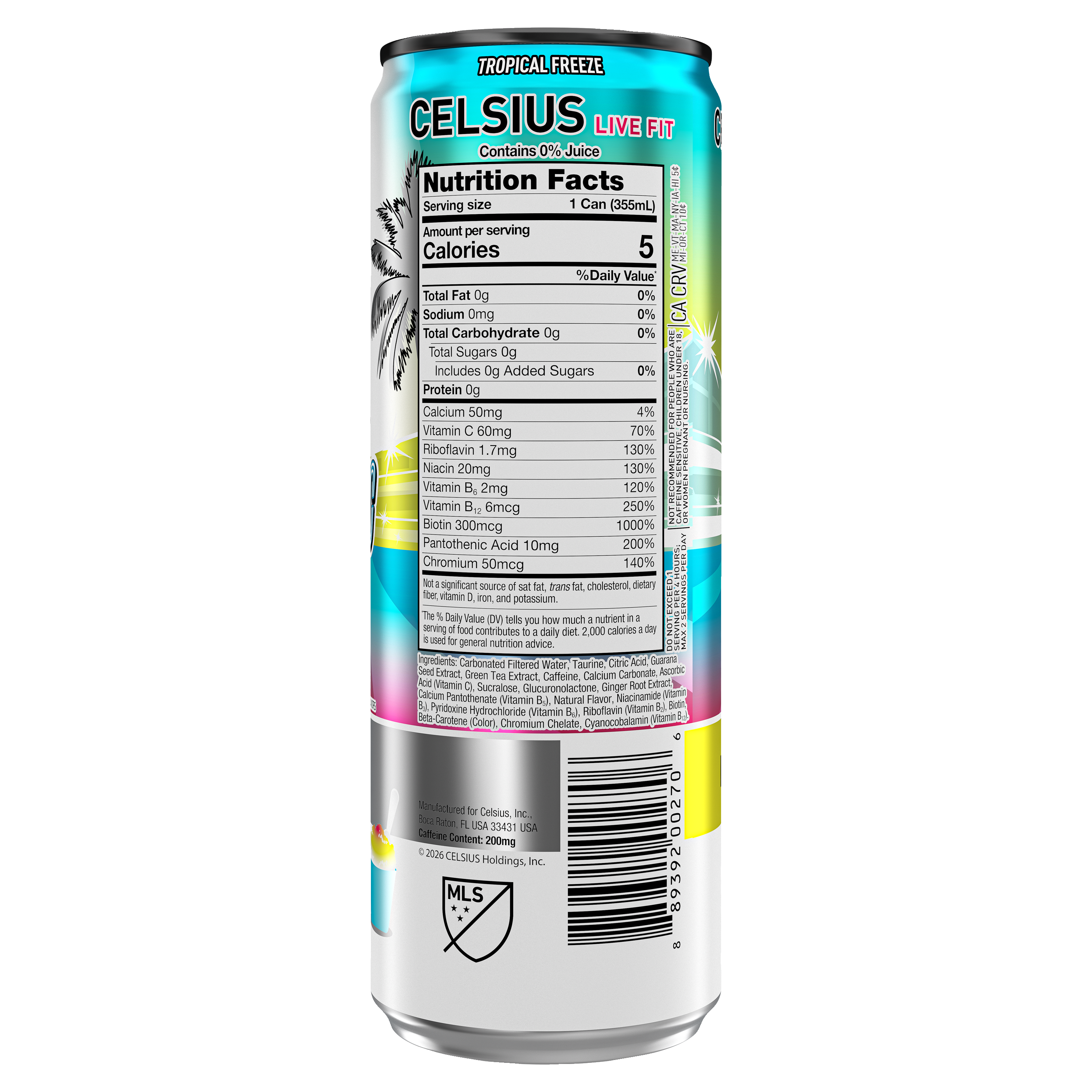Celsius, Live Fit, Electric Vibe, Sparkling Tropical Freeze Flavor, Energy Drink thumbnail