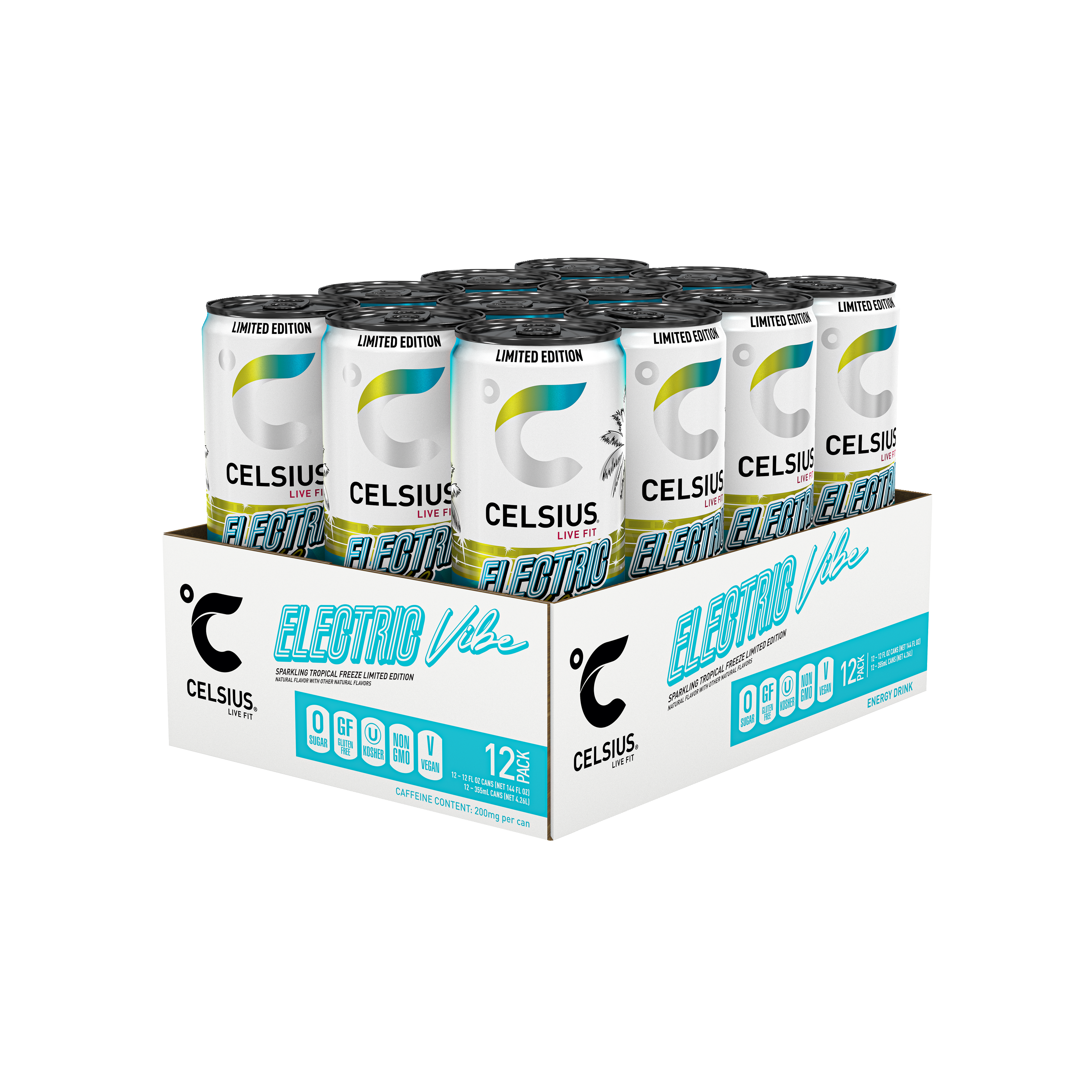 Celsius, Live Fit, Electric Vibe, Sparkling Tropical Freeze Flavor, Energy Drink thumbnail