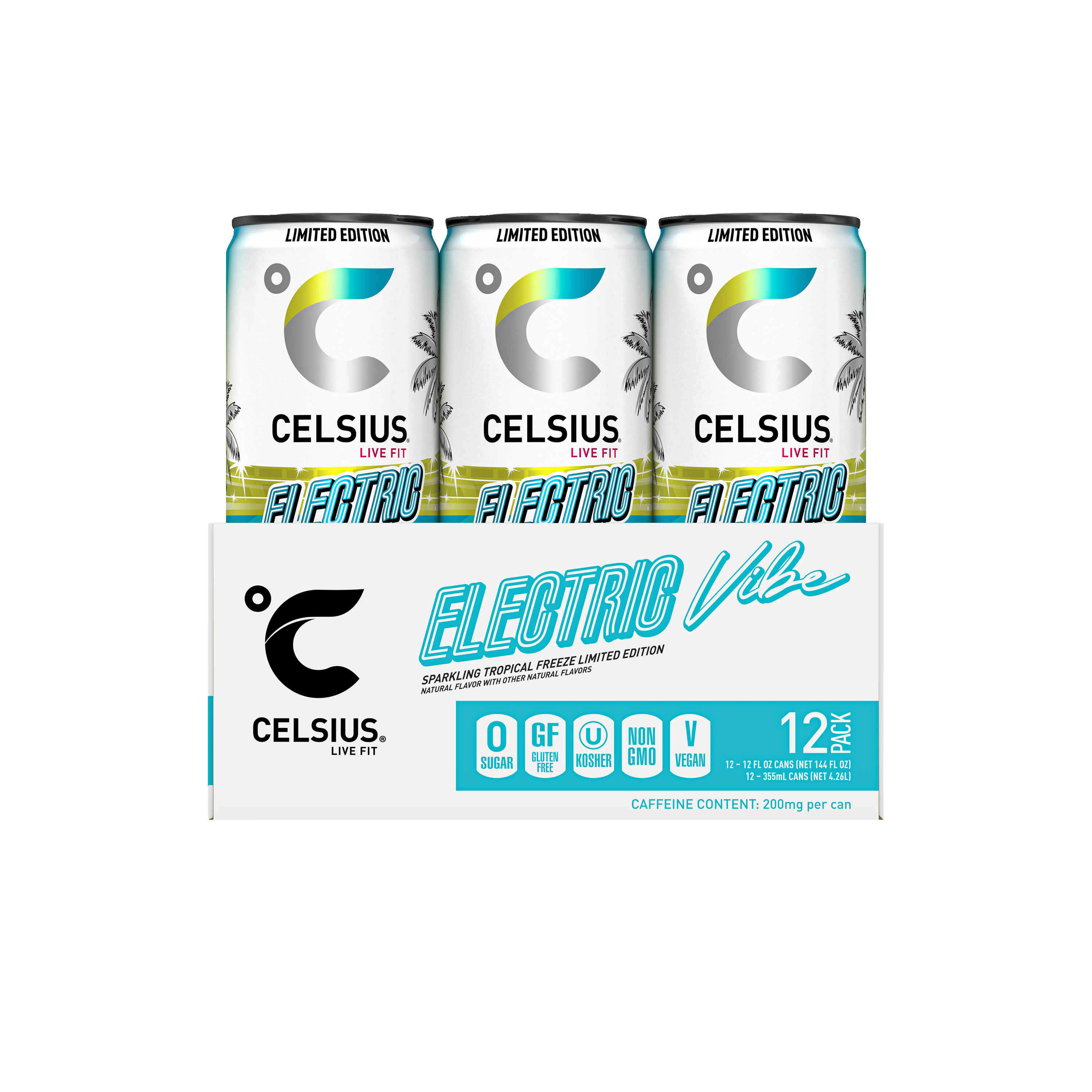 Celsius, Live Fit, Electric Vibe, Sparkling Tropical Freeze Flavor, Energy Drink thumbnail