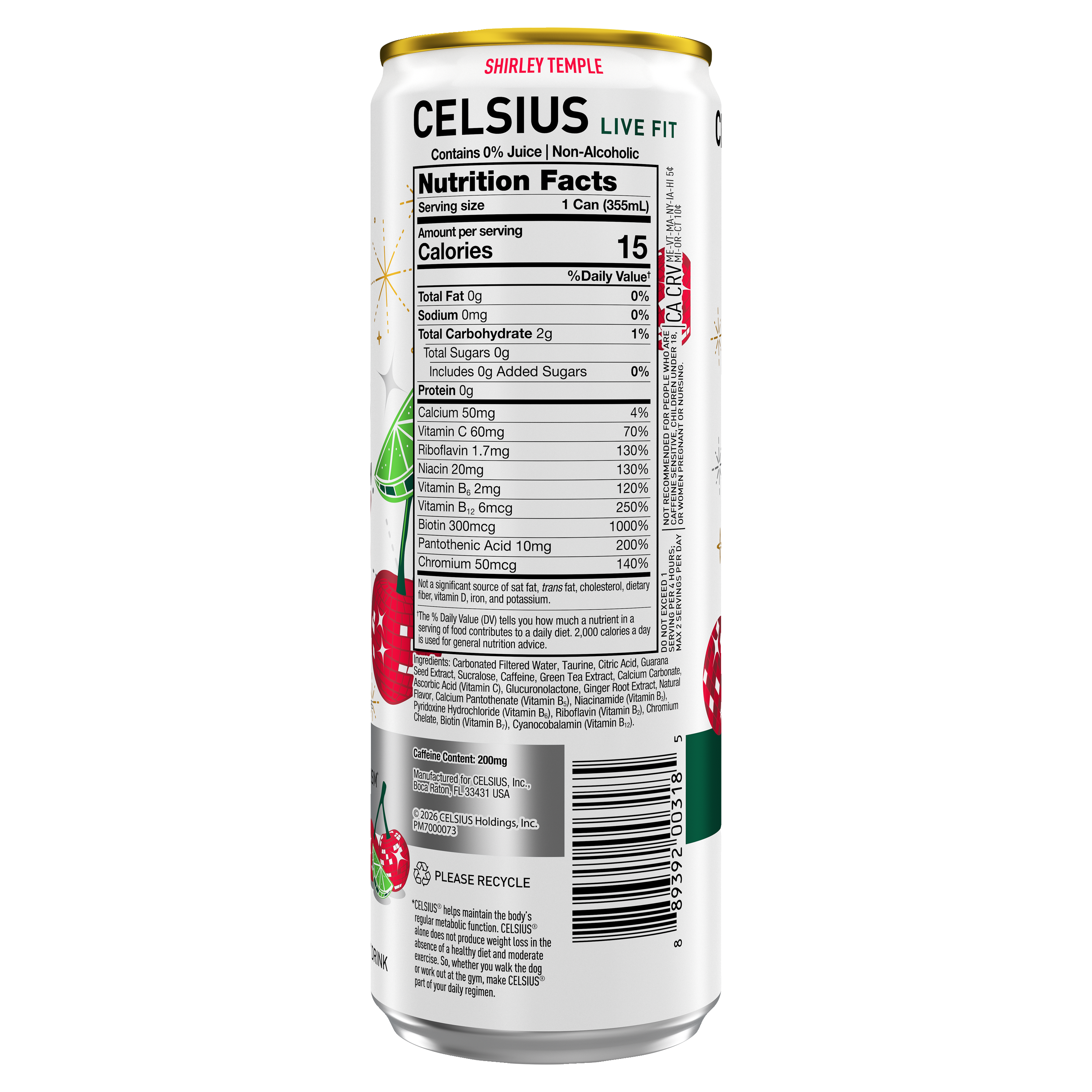 Celsius, Live Fit, Spritz Vibe, Sparkling Shirley Temple Flavor, Energy Drink thumbnail