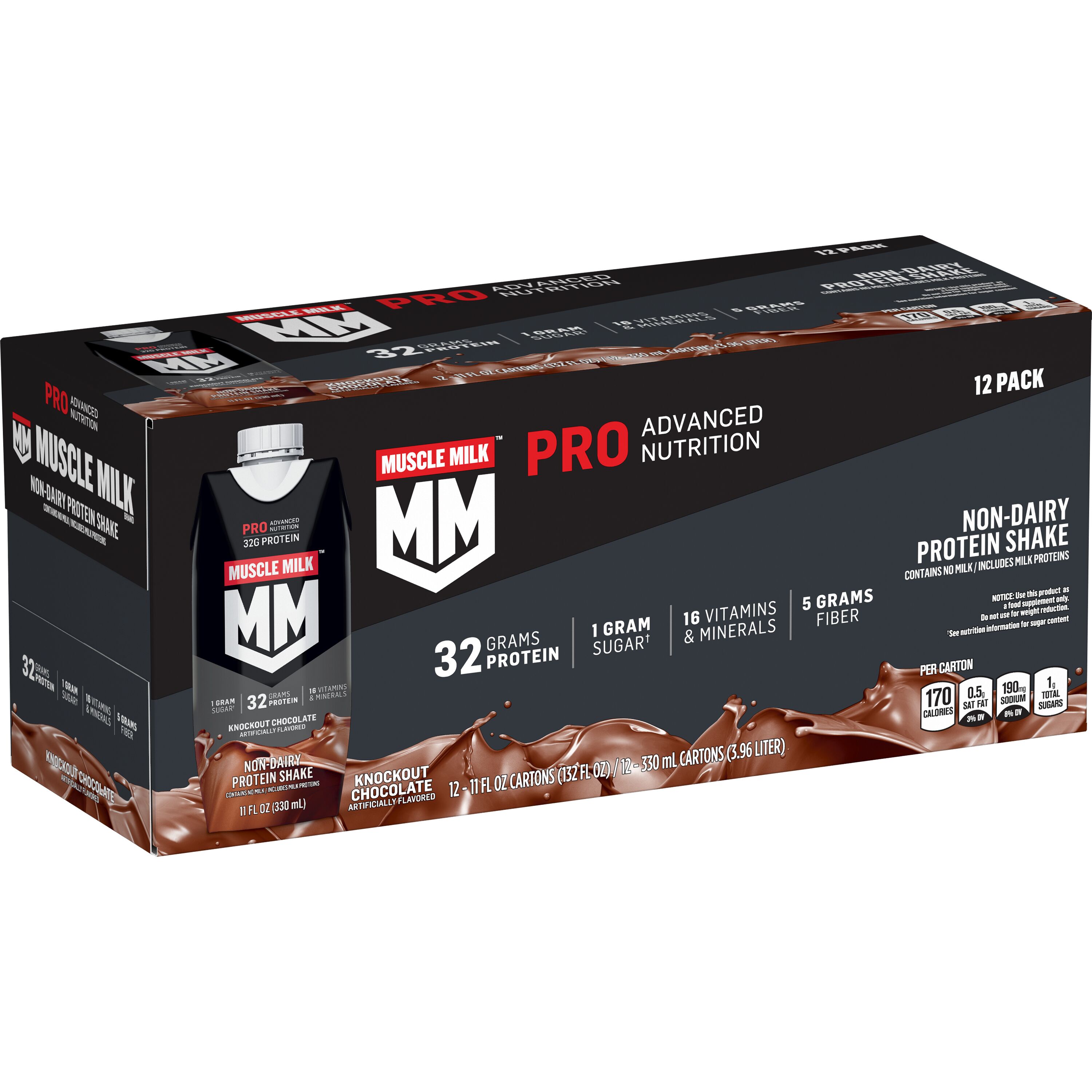 Muscle Milk, Pro Advanced Nutrition, Knockout Chocolate Artificially Flavored, Non-Dairy Protein Shake thumbnail