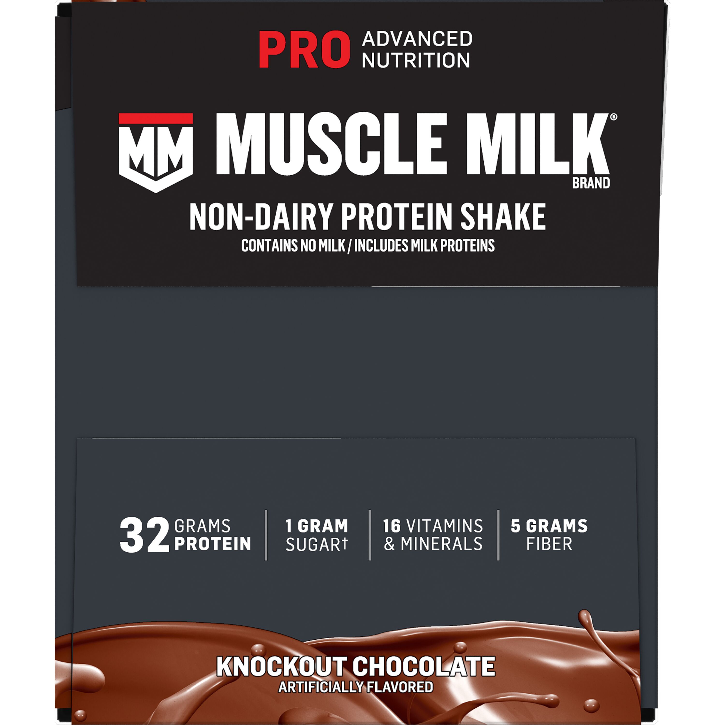 Muscle Milk, Pro Advanced Nutrition, Knockout Chocolate Artificially Flavored, Non-Dairy Protein Shake thumbnail