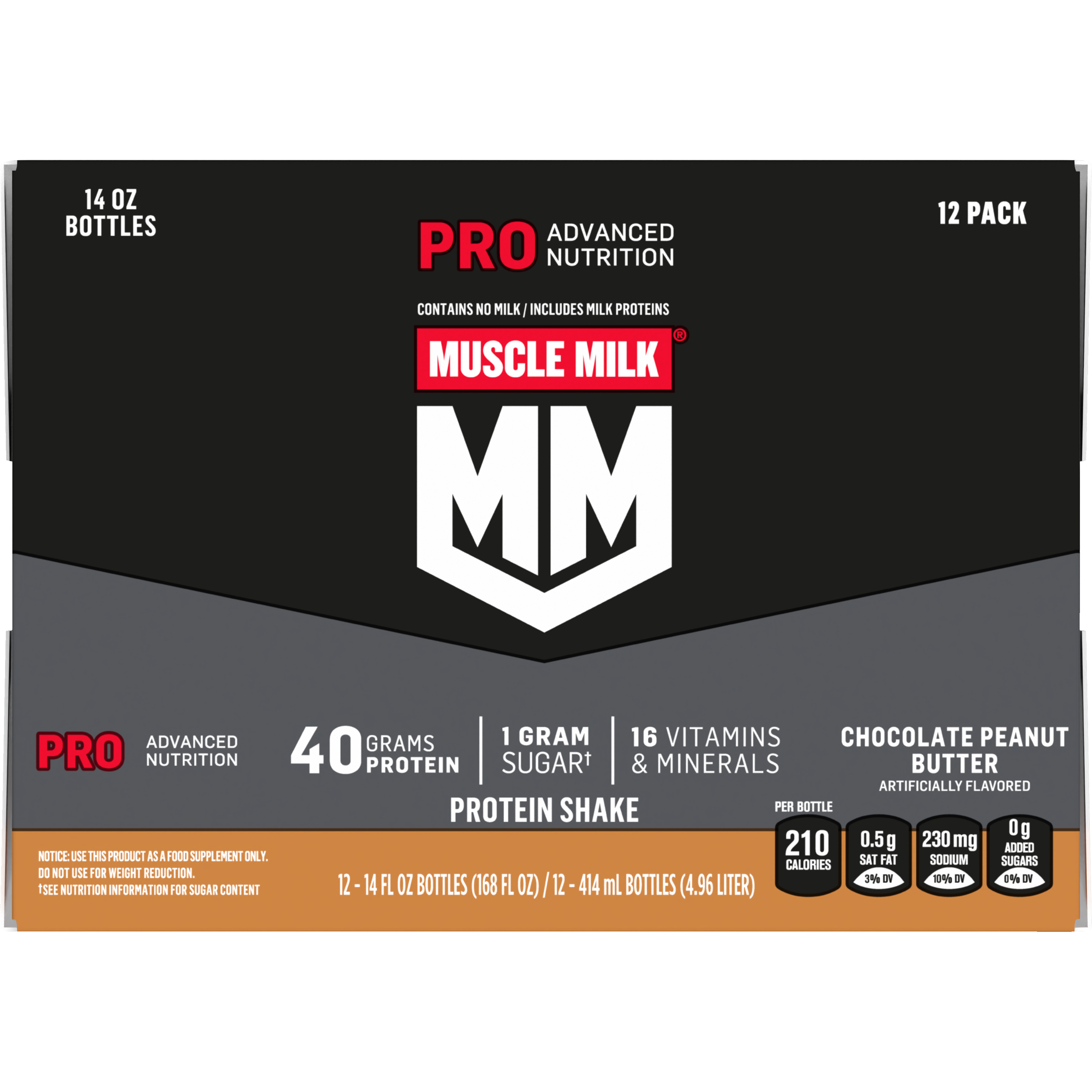 Muscle Milk, Pro Advanced Nutrition, Chocolate Peanut Butter Artificially Flavored, Protein Shake