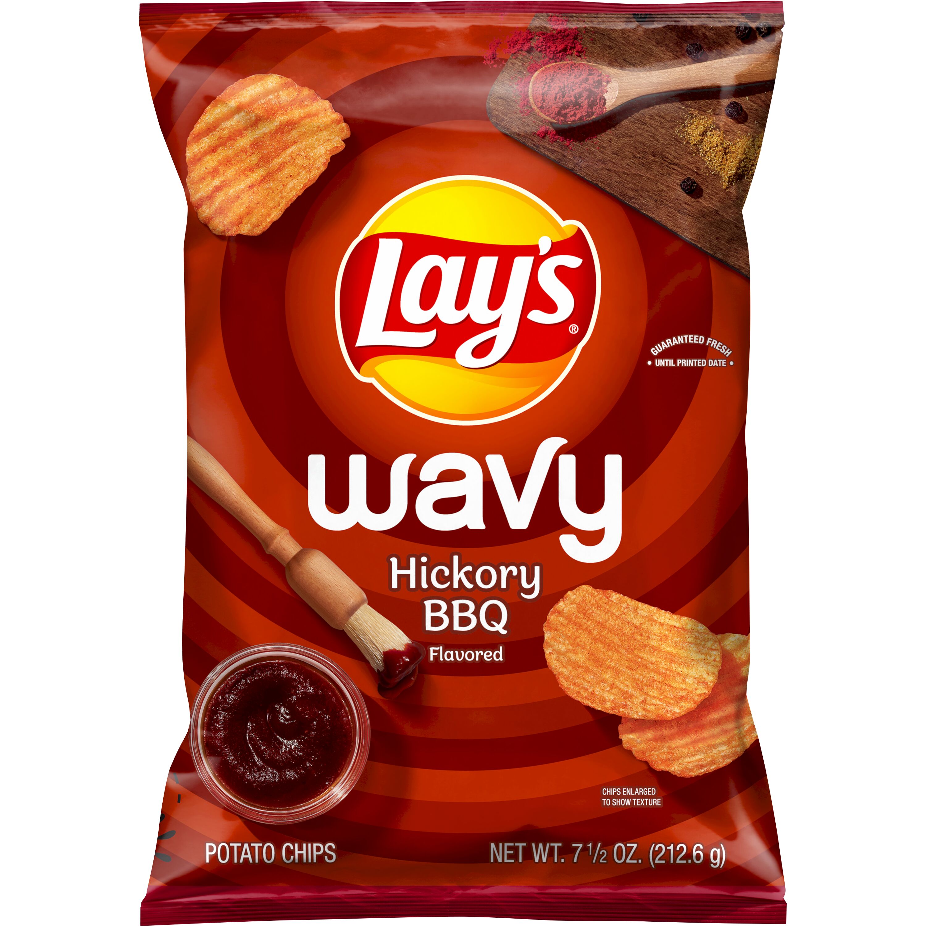 Lay's, Wavy, Hickory BBQ Flavored, Potato Chips