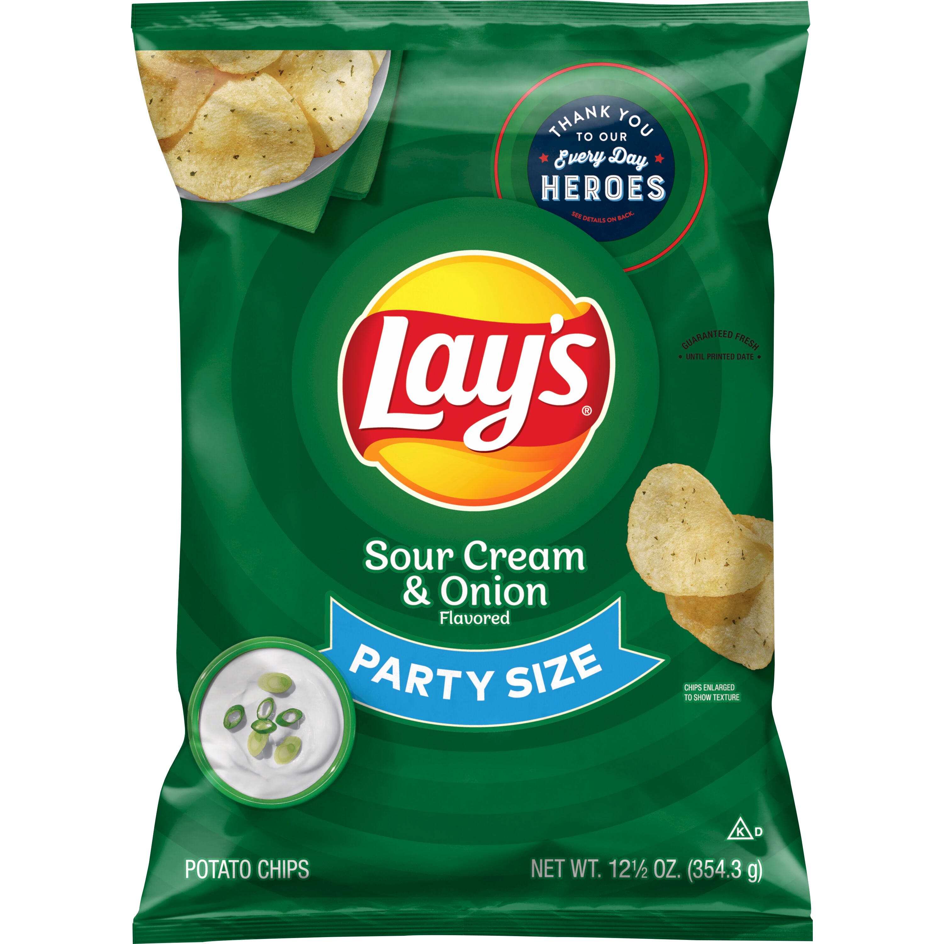 Lay's, Party Size, Sour Cream & Onion Flavored, Potato Chips