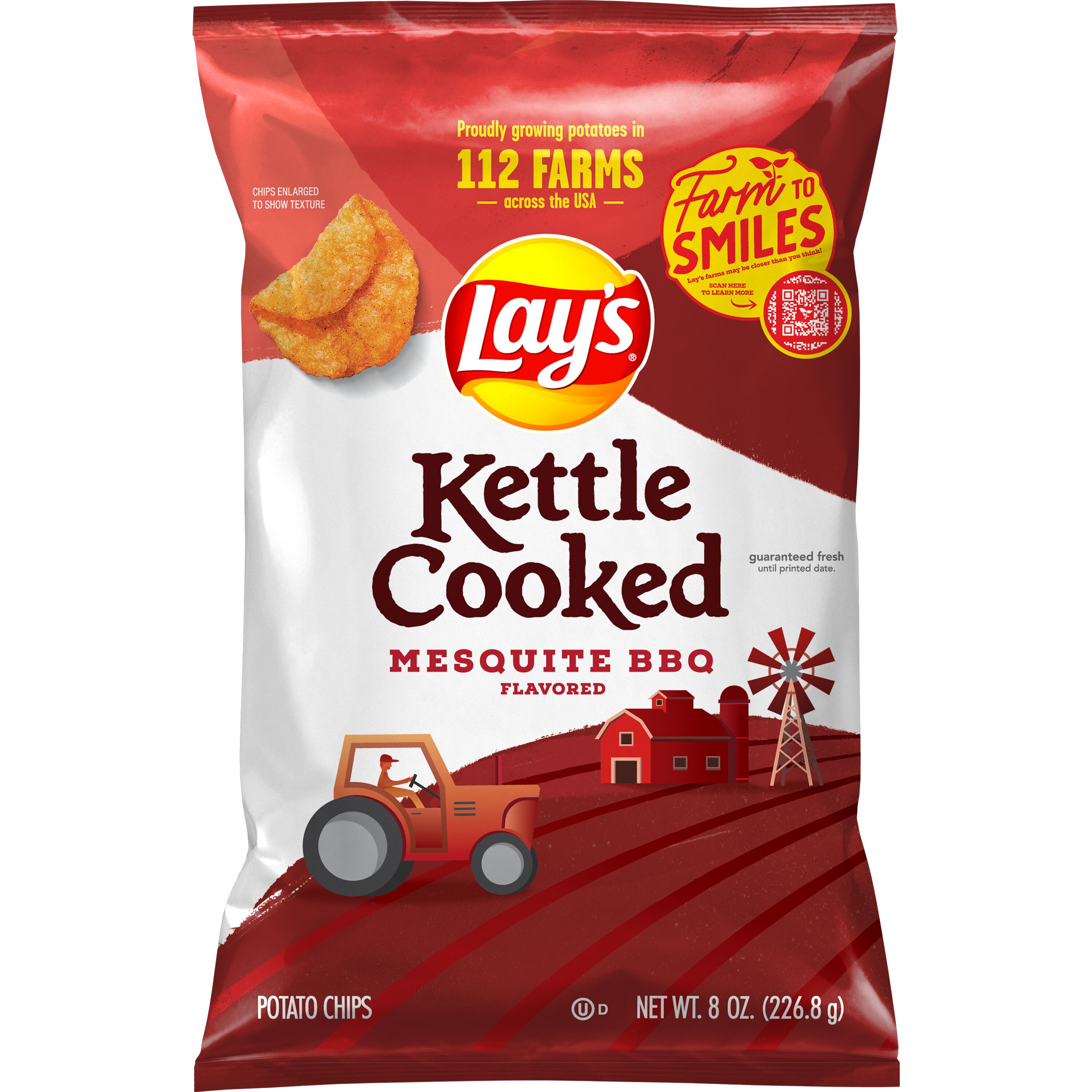 Lay's, Kettle Cooked, Mesquite BBQ Flavored, Potato Chips