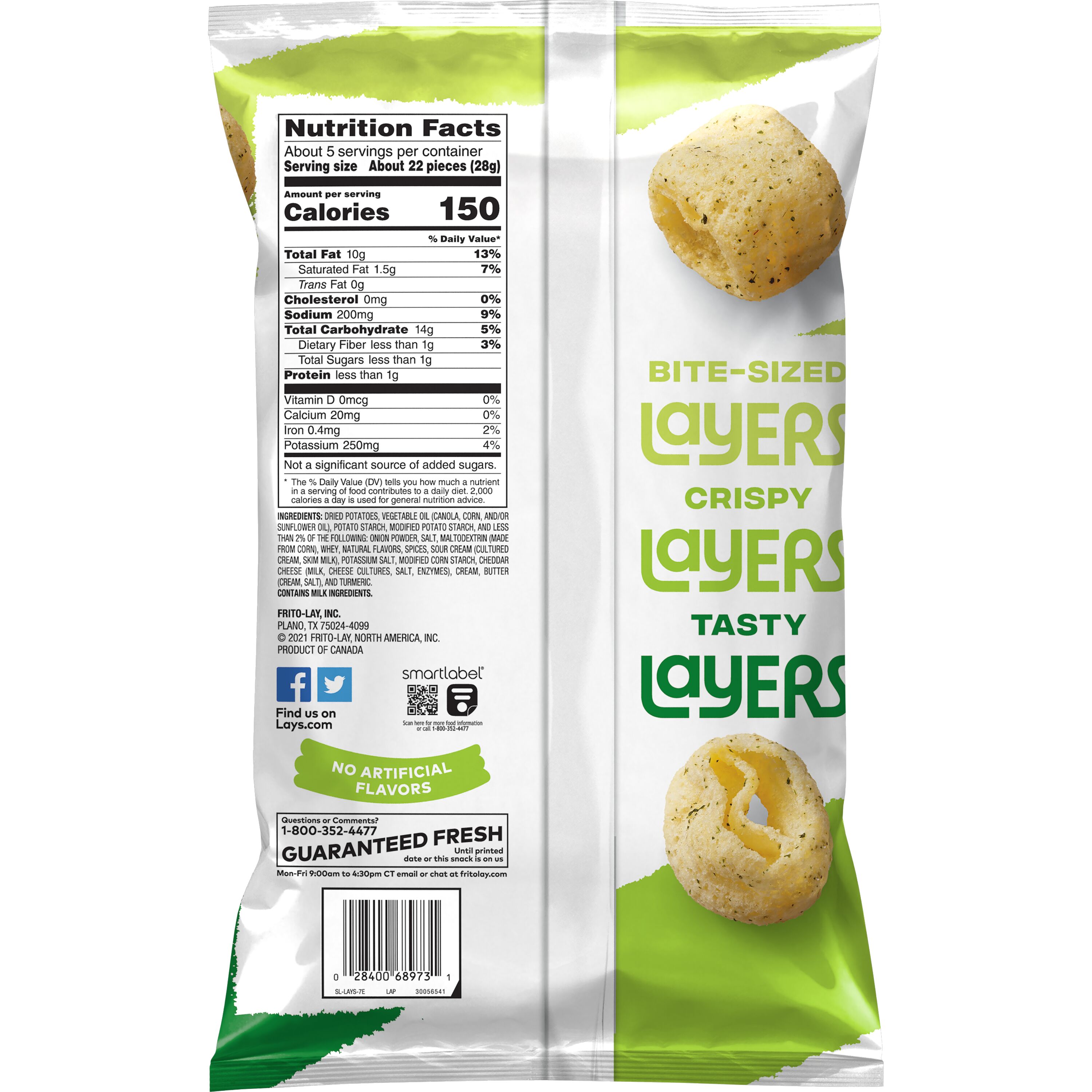 Lay's, Layers, Sour Cream & Onion Flavored, Potato Snacks thumbnail