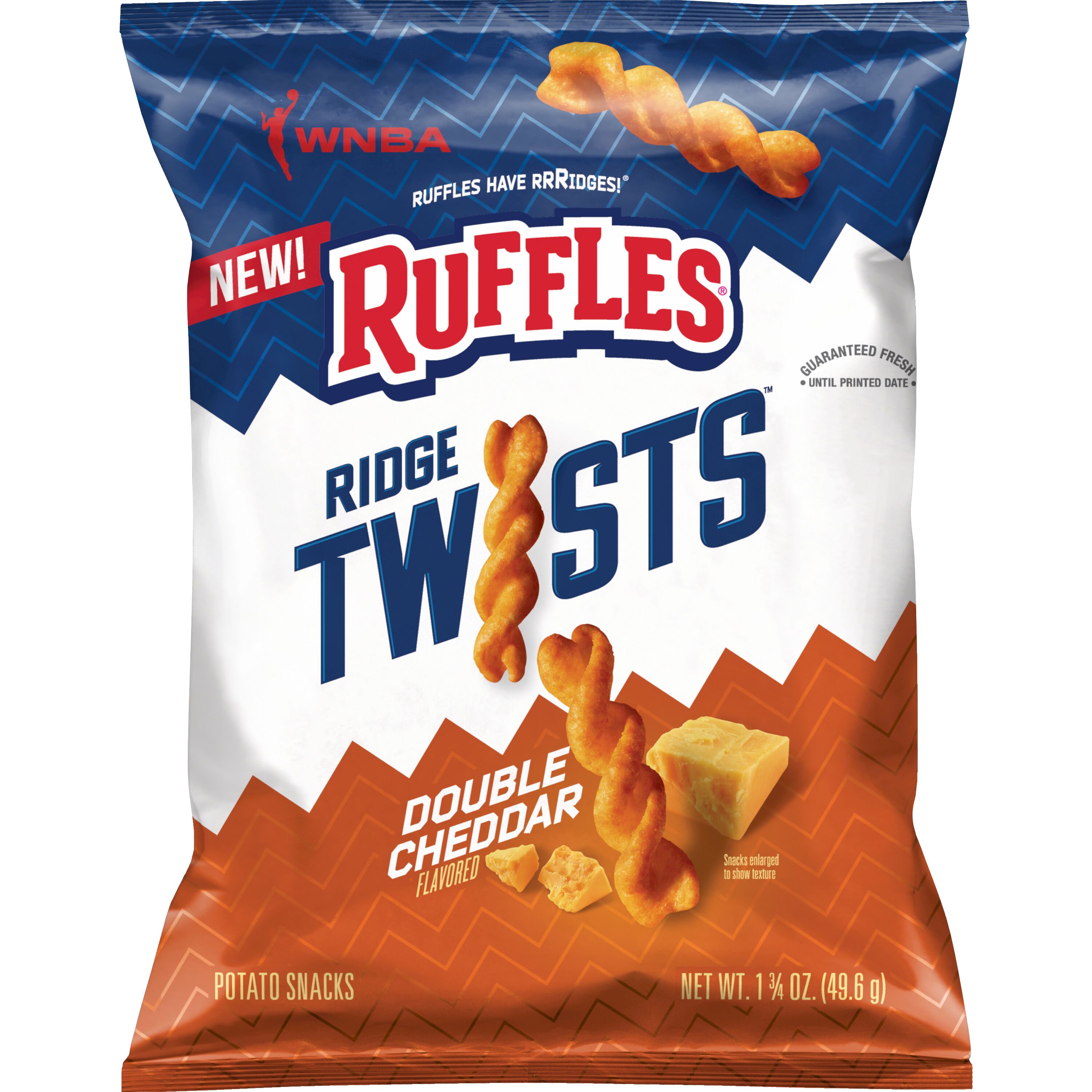 Ruffles, Ridge Twists, Double Cheddar Flavored, Potato Snacks