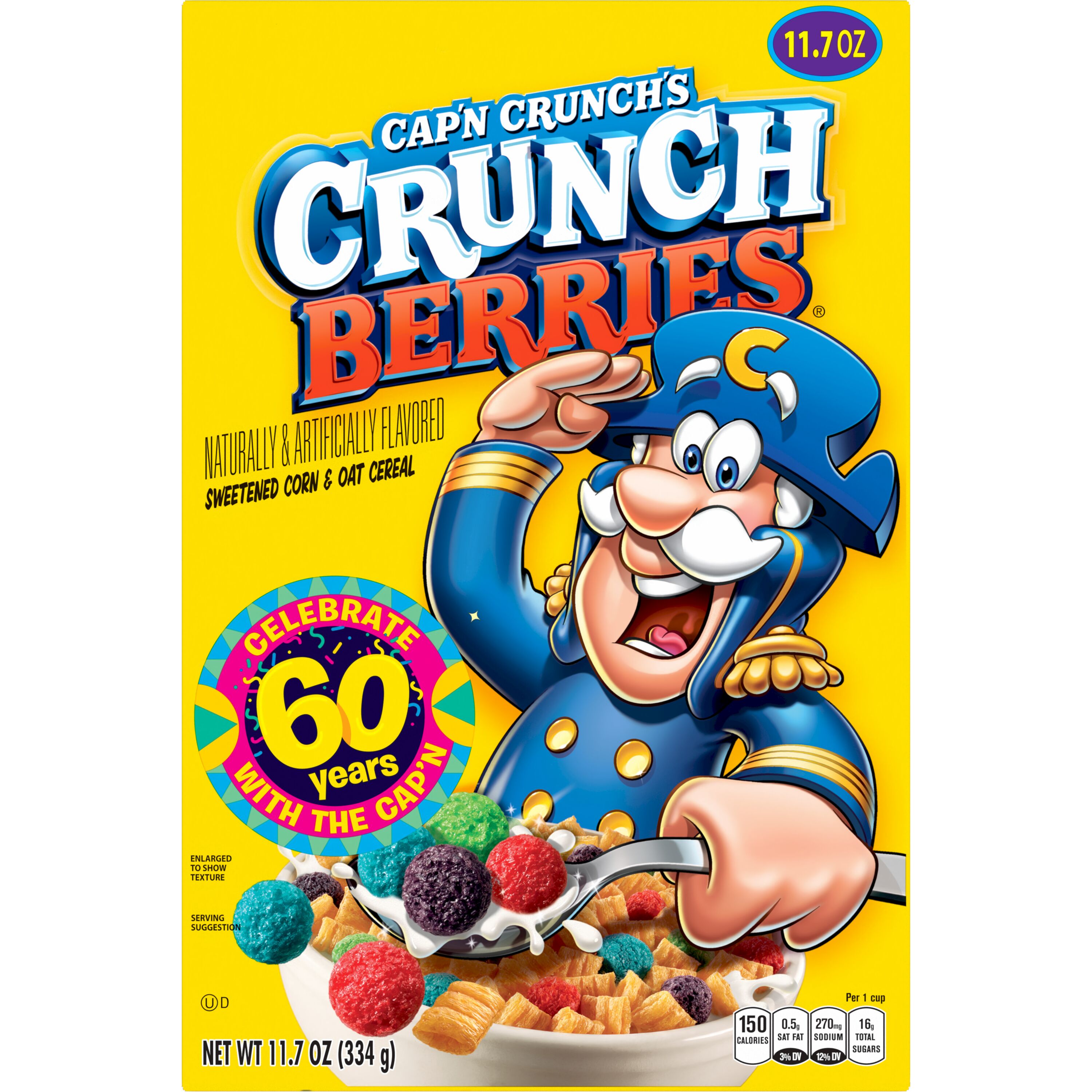 Cap'n Crunch's, Crunch Berries Naturally & Artificially Flavored, Sweetened Corn & Oat Cereal