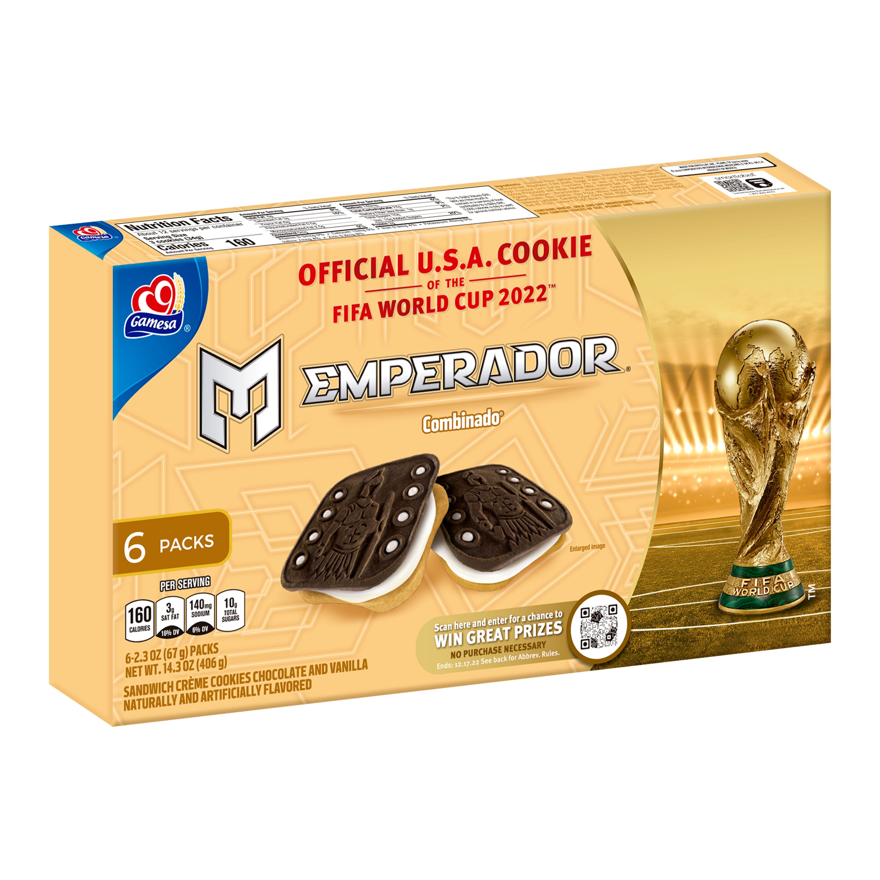 Gamesa, Emperador, Chocolate And Vanilla Naturally And Artificially Flavored, Sandwich Crème Cookies thumbnail