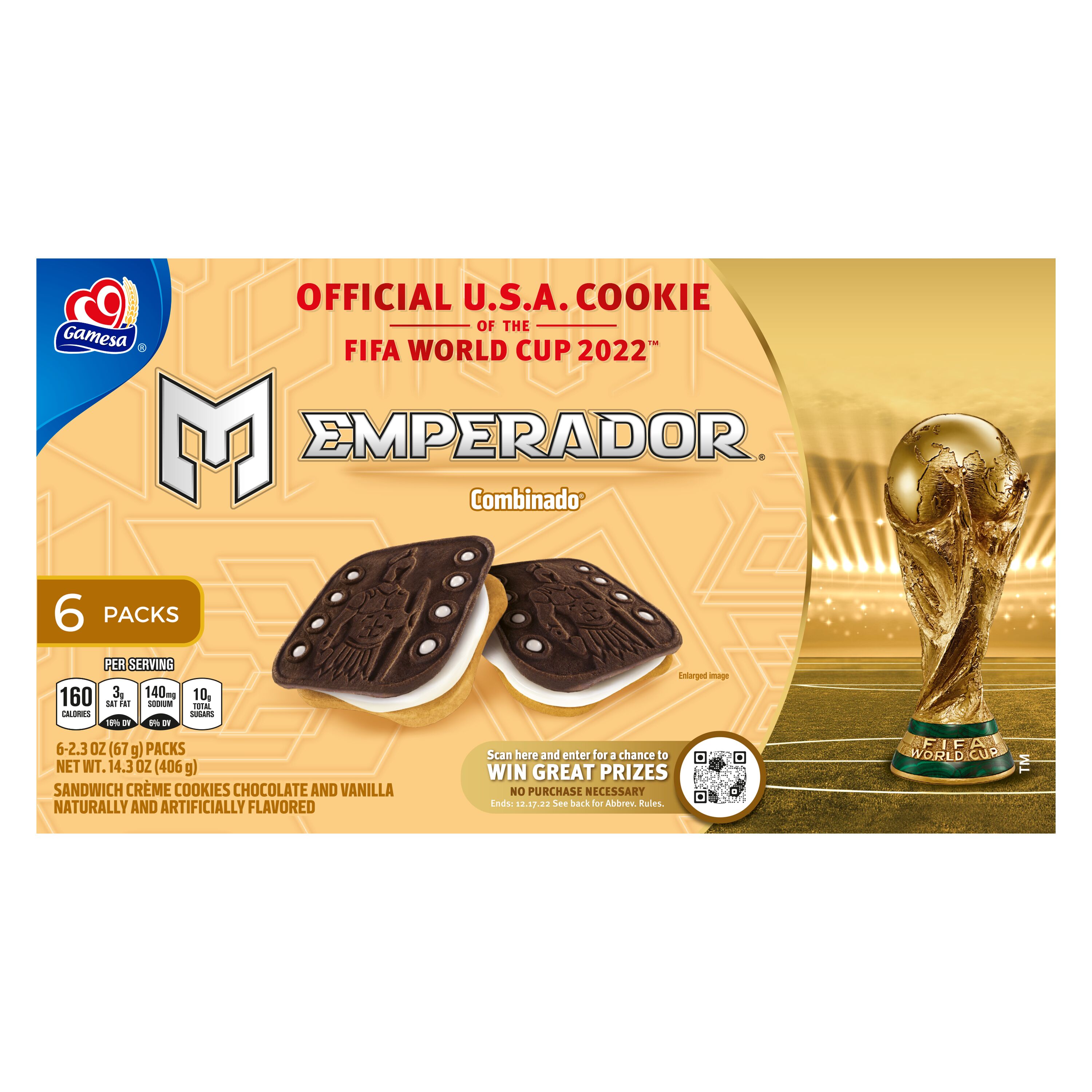 Gamesa, Emperador, Chocolate And Vanilla Naturally And Artificially Flavored, Sandwich Crème Cookies
