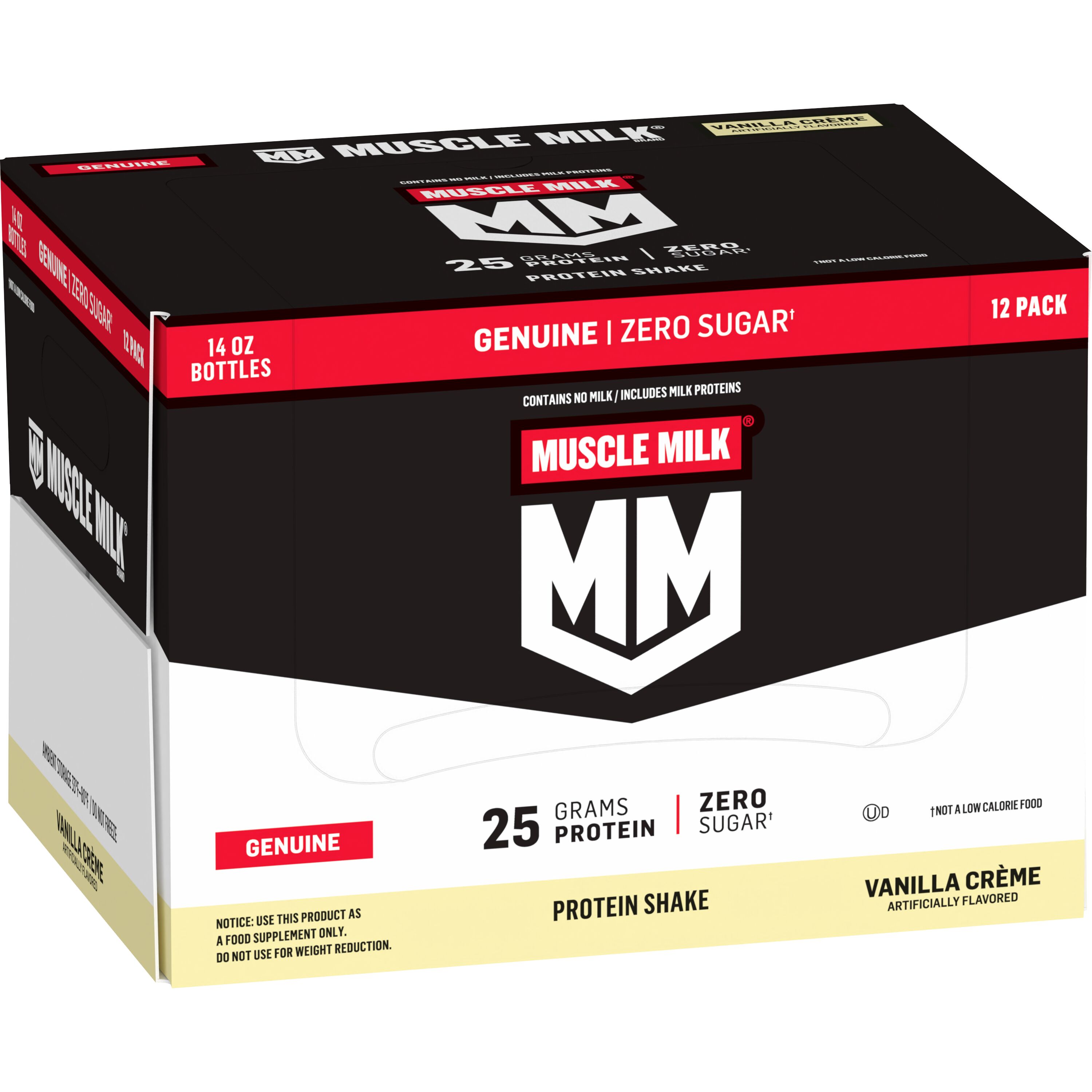 Muscle Milk, Zero Sugar, Genuine, Vanilla Crème Artificially Flavored, Protein Shake thumbnail
