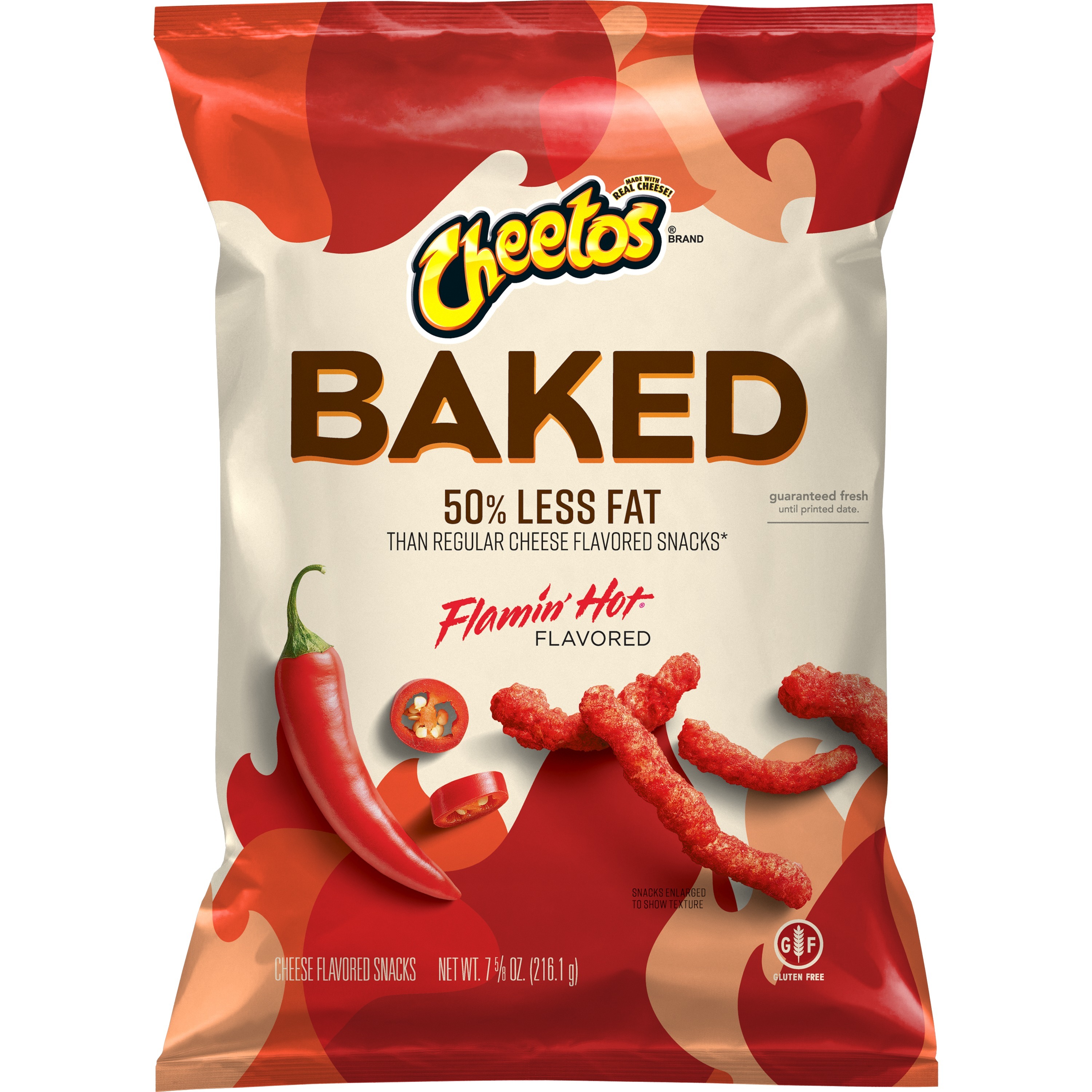 Cheetos, Baked, Flamin' Hot Flavored, Cheese Flavored Snacks