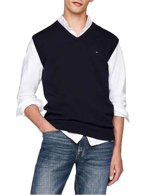 Pullover smanicato con scollatura a V TOMMY HILFIGER | MW0MW33114DW5