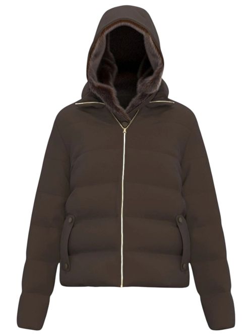 Piumino corto in taffetà con cappuccio retore EMME MARELLA | 2525486062003