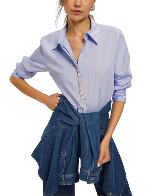 Camicia in popeline con dettagli di perle e strass valda EMME MARELLA | 2525116044001