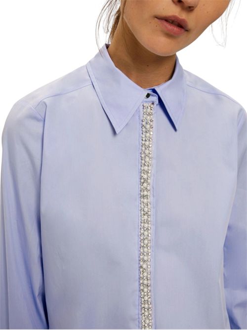 Camicia in popeline con dettagli di perle e strass valda EMME MARELLA | 2525116044001