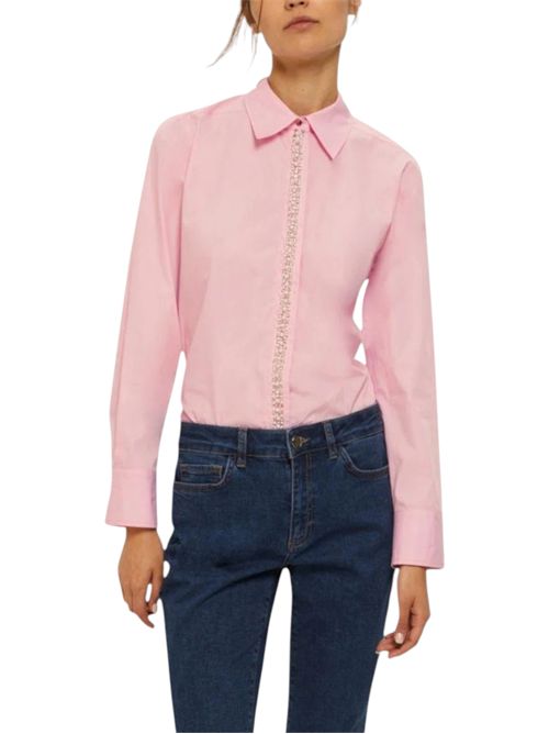 Camicia in popeline con dettagli di perle e strass valda EMME MARELLA | 2525116044002