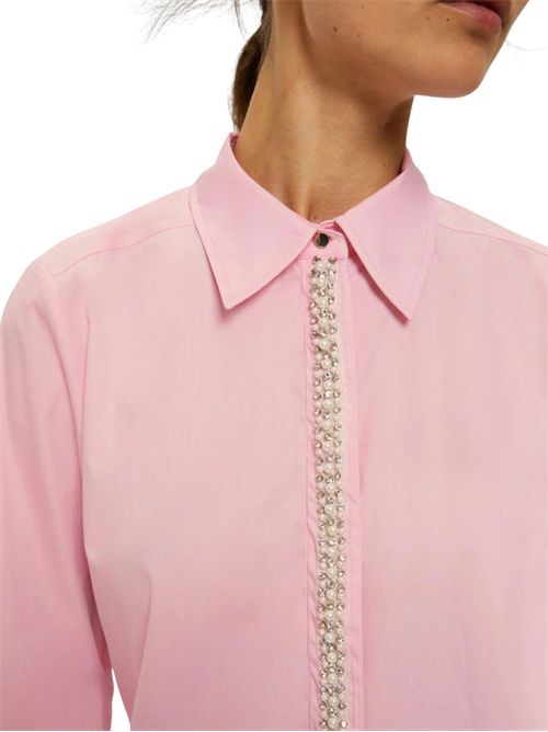 Camicia in popeline con dettagli di perle e strass valda EMME MARELLA | 2525116044002