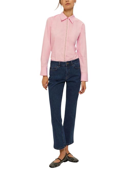 Camicia in popeline con dettagli di perle e strass valda EMME MARELLA | 2525116044002