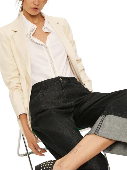 Camicia in popeline con dettagli di perle e strass valda EMME MARELLA | 2525116044003