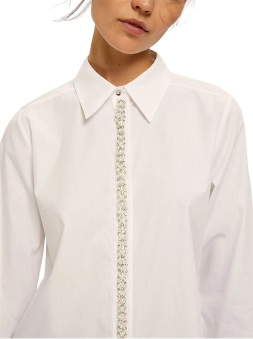 Camicia in popeline con dettagli di perle e strass valda EMME MARELLA | 2525116044003