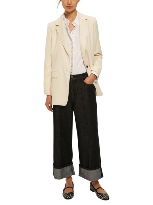 Camicia in popeline con dettagli di perle e strass valda EMME MARELLA | 2525116044003