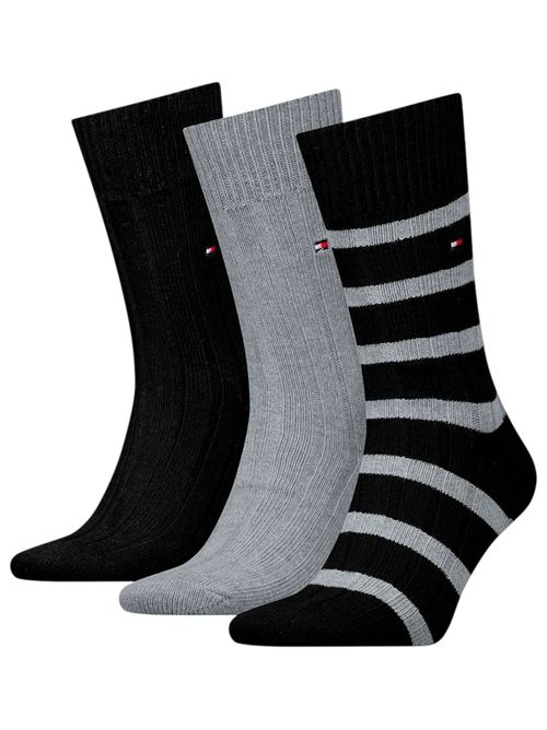 Calzini a coste 3 pack navy TOMMY HILFIGER | 701235377BLACK
