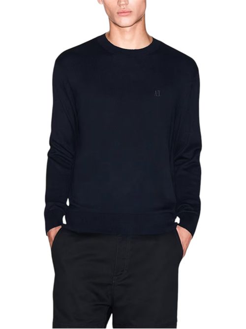 Maglione girocollo con logo in cotone viscosa e seta Icon ARMANI EXCHANGE | XM000338-AF12291UB101