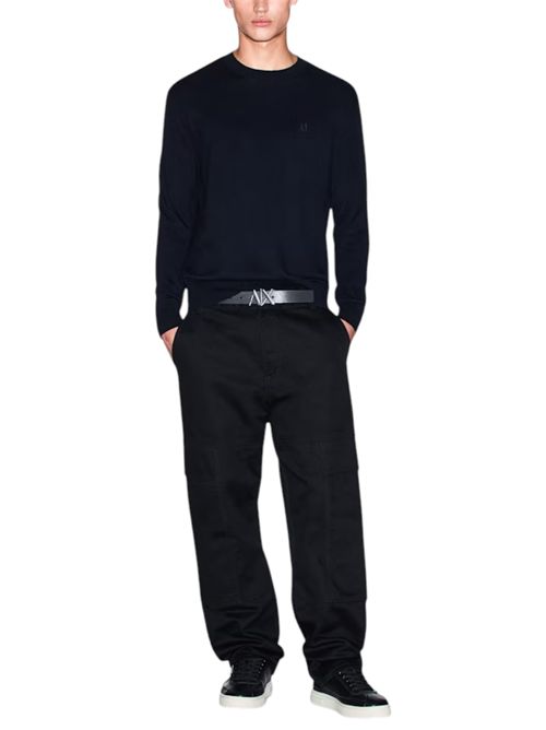 Maglione girocollo con logo in cotone viscosa e seta Icon ARMANI EXCHANGE | XM000338-AF12291UB101
