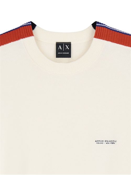 Pullover girocollo in cotone con bande a contrasto e logo ARMANI EXCHANGE | XM002722-AF11960U0007