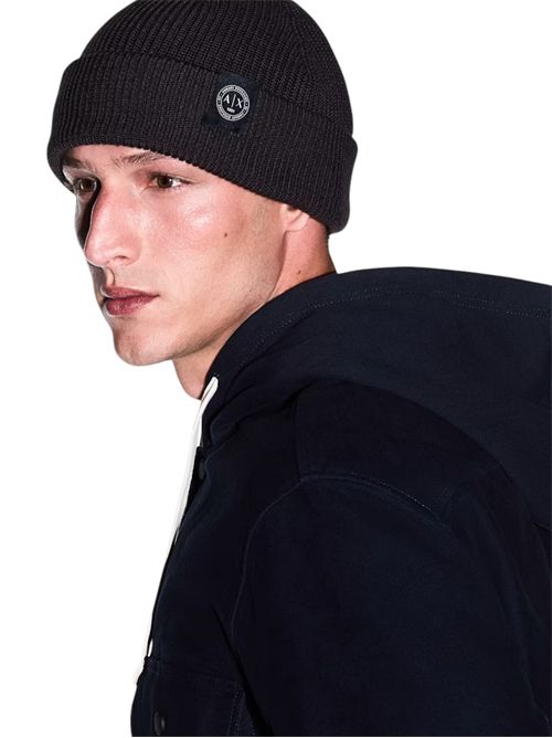 Berretto a costine in lana vergine e cotone con risvolto ARMANI EXCHANGE | XM003589-AF14008U8128