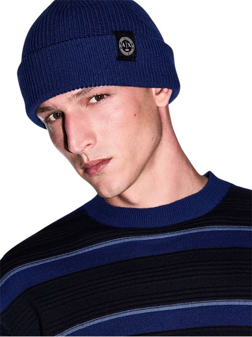 Berretto a costine in lana vergine e cotone con risvolto ARMANI EXCHANGE | XM003589-AF14008UB095