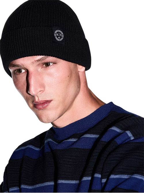 Berretto a costine in lana vergine e cotone con risvolto ARMANI EXCHANGE | XM003589-AF14008UB101