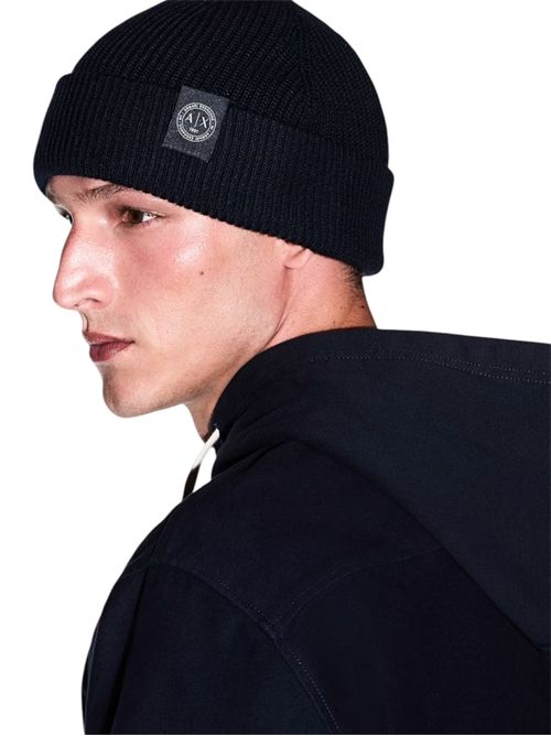 Berretto a costine in lana vergine e cotone con risvolto ARMANI EXCHANGE | XM003589-AF14008UC001