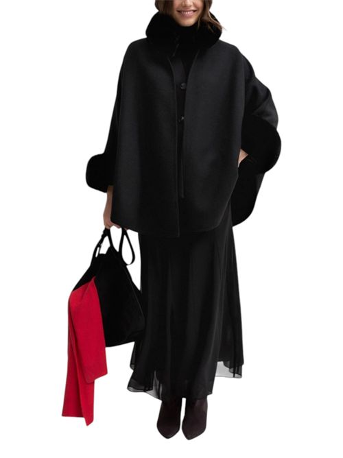 Cappa in panno con bordi in tessuto furry emmamici EMME MARELLA | 2625736012001