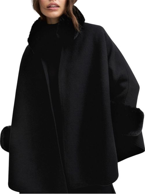 Cappa in panno con bordi in tessuto furry emmamici EMME MARELLA | 2625736012001