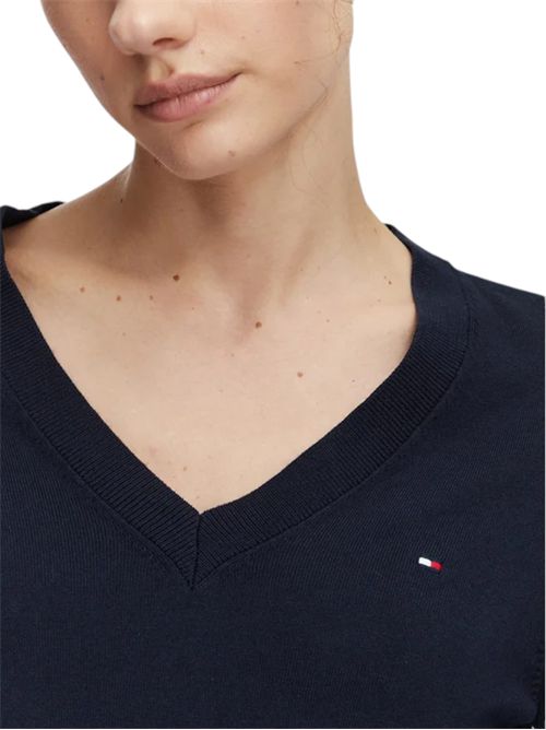 Pullover con bottoni dorati e scollatura a V TOMMY HILFIGER | WW0WW40098C1G