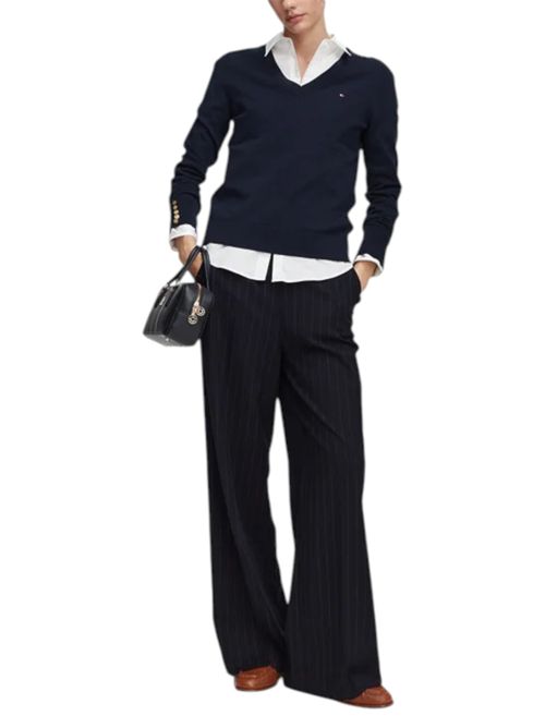 Pullover con bottoni dorati e scollatura a V TOMMY HILFIGER | WW0WW40098C1G