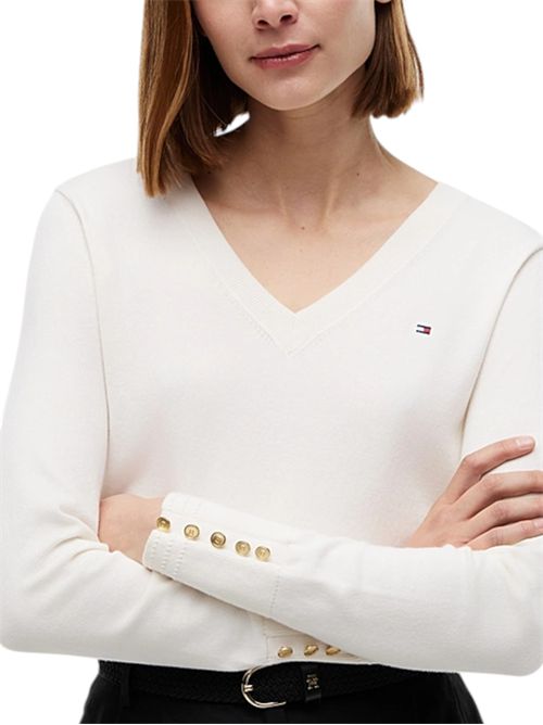 Pullover con bottoni dorati e scollatura a V TOMMY HILFIGER | WW0WW40098Z00