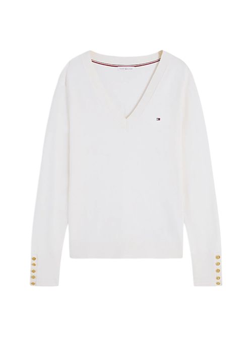 Pullover con bottoni dorati e scollatura a V TOMMY HILFIGER | WW0WW40098Z00