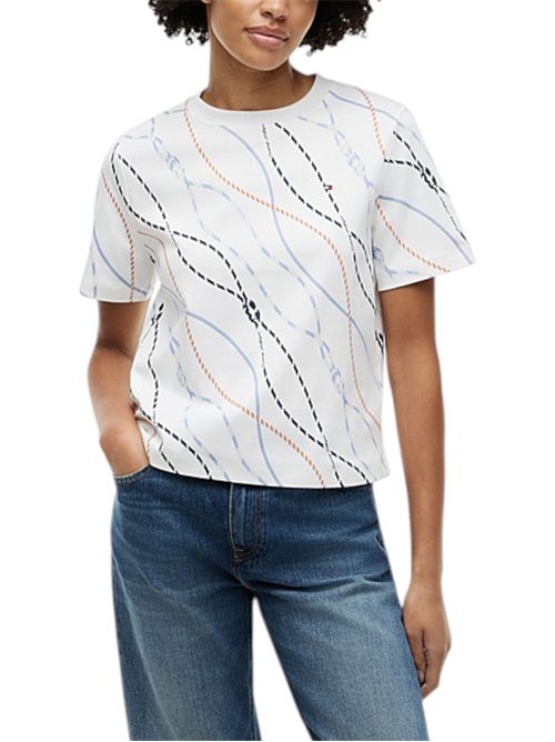 T-shirt squadrata in maglia interlock TOMMY HILFIGER | WW0WW496460K7