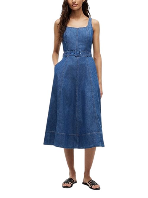 Vestito midi a campana in denim con cintura TOMMY HILFIGER | WW0WW499951BA